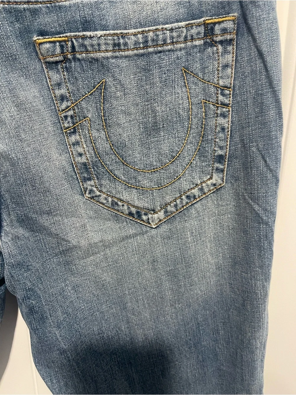 True Religion Men's Light Blue Washed Slim Straight Jeans